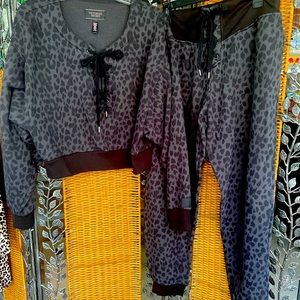 Victoria Secret crop top hoodie XL.            w/matching joggers L Black & Grey